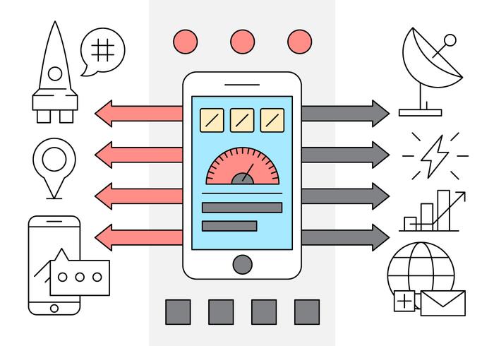 Linear Mobile Software Icons vector