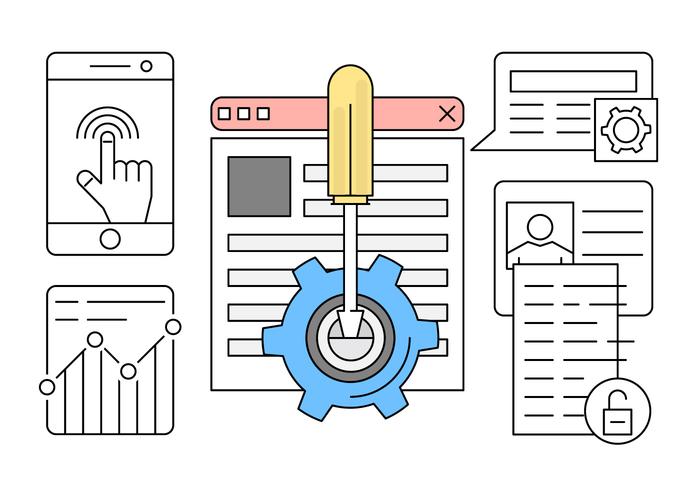 Linear Web Development Vector Illustration