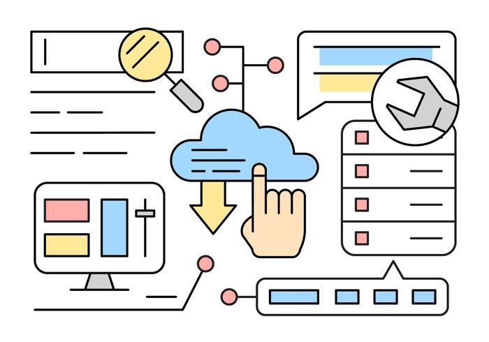 Linear Computer Network Vector Icons