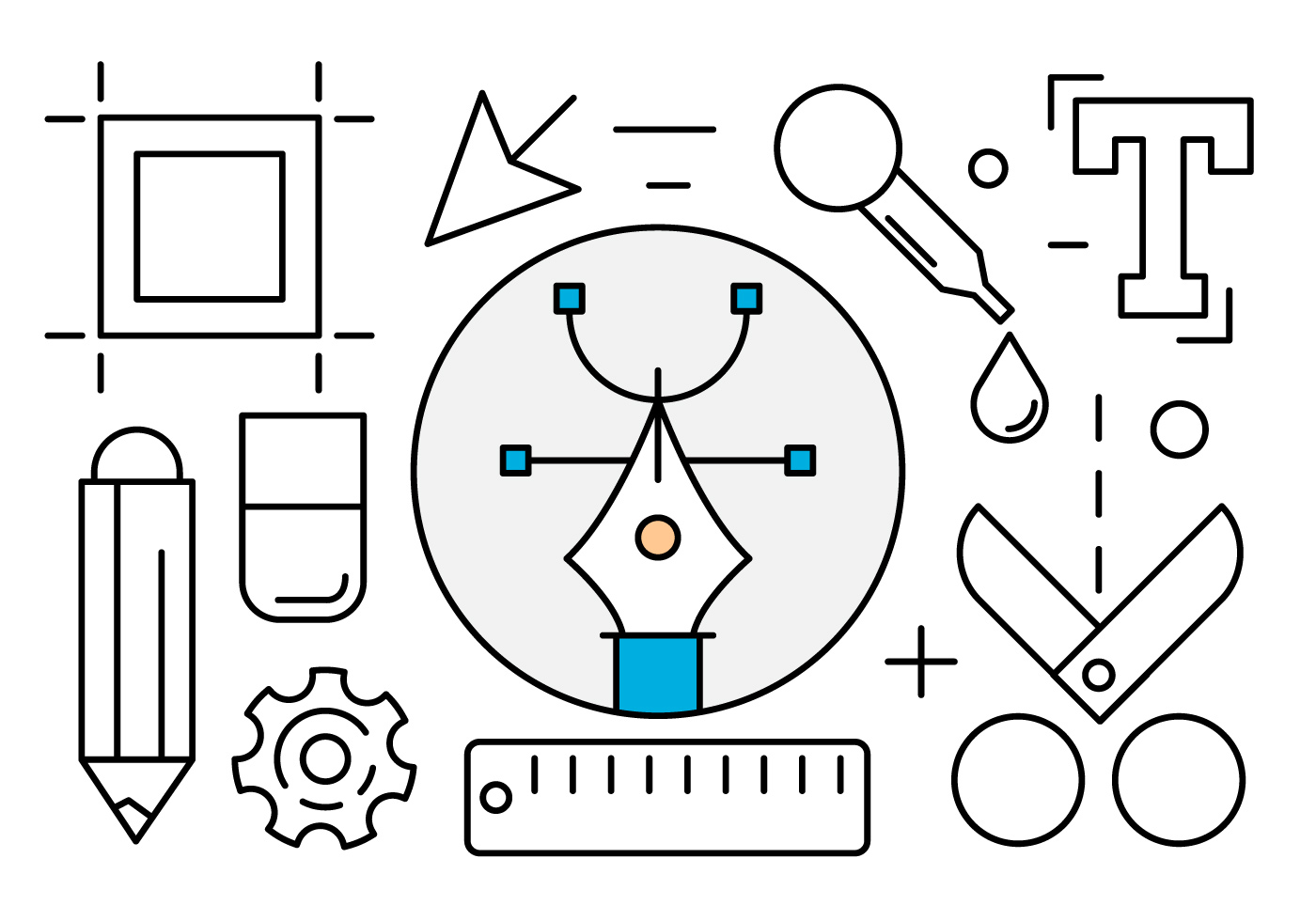 Linear graphic designer tools 152871 vector art at vecteezy