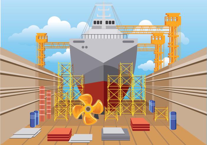 Illustration of Shipyard at Work vector