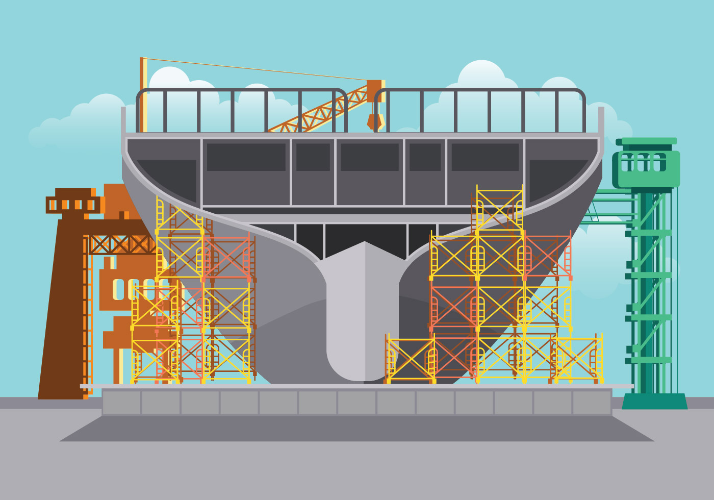 Illustration of Shipyard at Work 152878 Vector Art at Vecteezy
