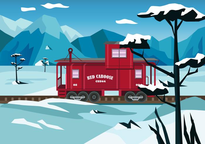 Red Caboose Vector Illustration