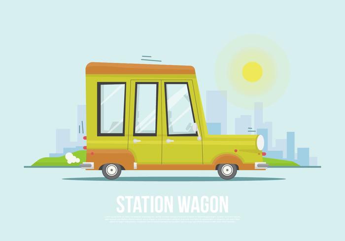 Flat Station Wagon Vector Illustration