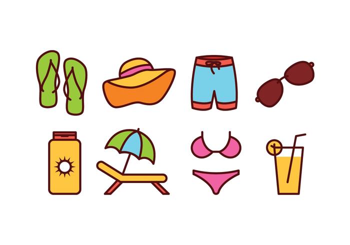 Conjunto de iconos de playa vector