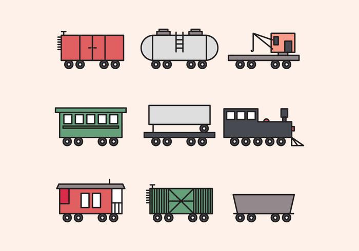 Colorful Outlined Cabooses vector