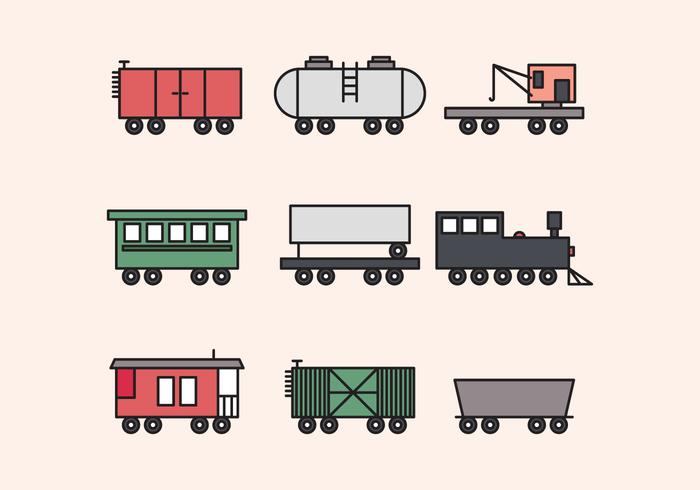 Colorful Outlined Cabooses vector