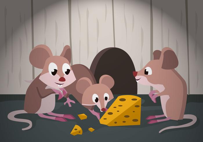 Gerbil persiguiendo queso ilustración vectorial vector