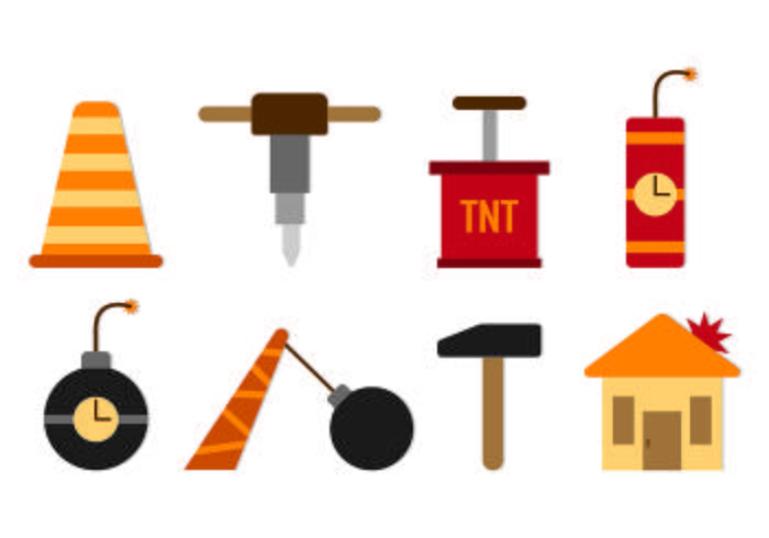 Set Of Demolition Icons  vector