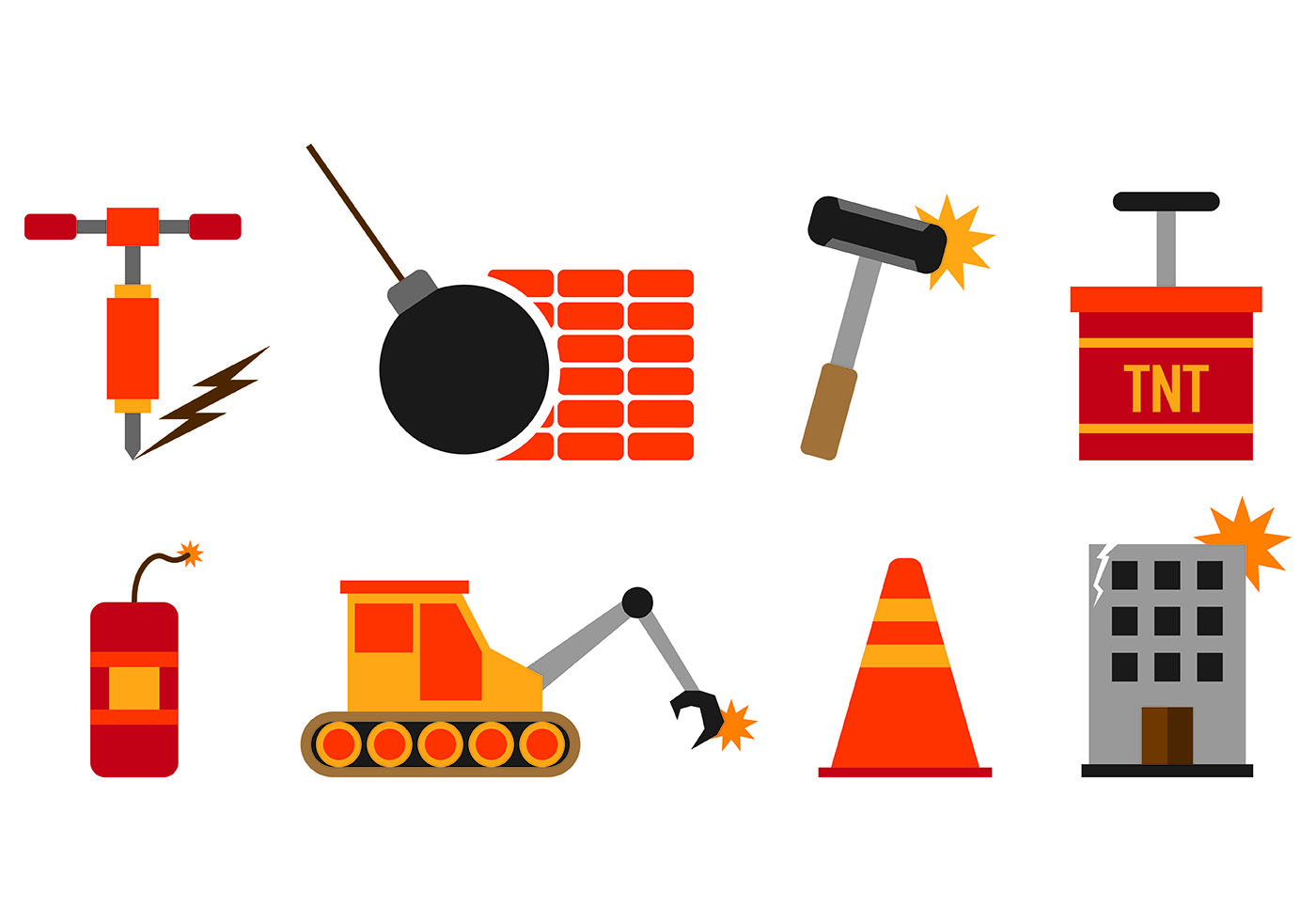 Set Of Demolition Icons 152929 Vector Art at Vecteezy
