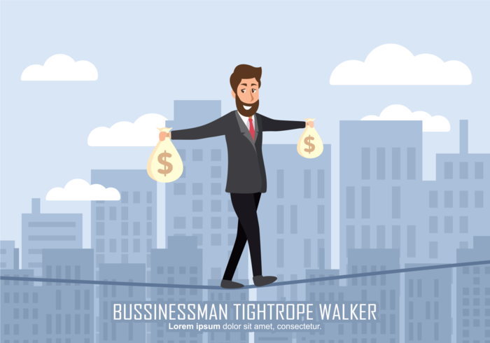 Businessman Tightrope Walker Illustration vector