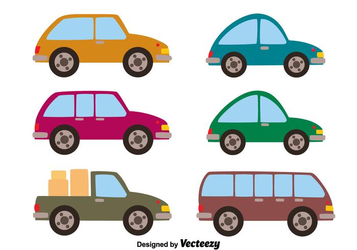 Car Collection On White Vector