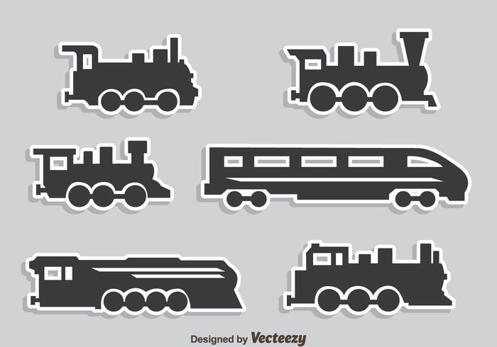 Grey Train Collection Icons Vector