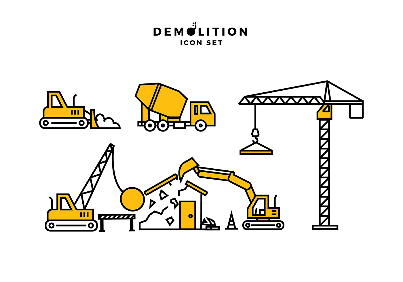 Demolition Icon Free Vector 152954 Vector Art at Vecteezy