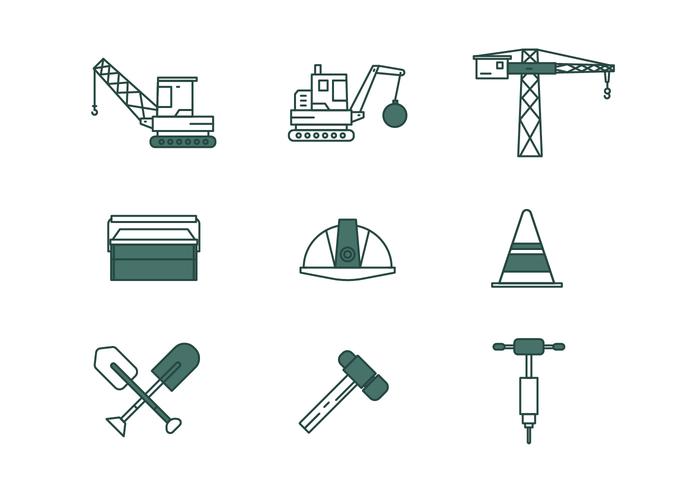 Demolition Linear Icon Pack Vector