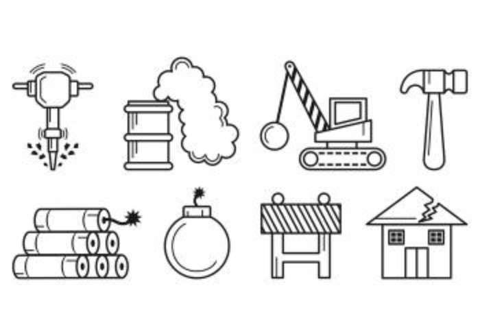 Set Of Demolition Icons vector