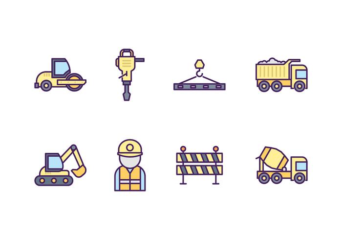 Libre de construcción de carreteras Icon Set vector