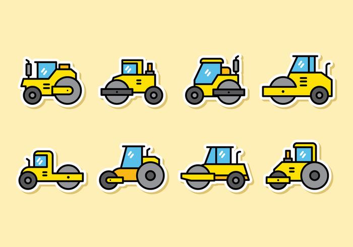 Cute Road Roller Icons vector