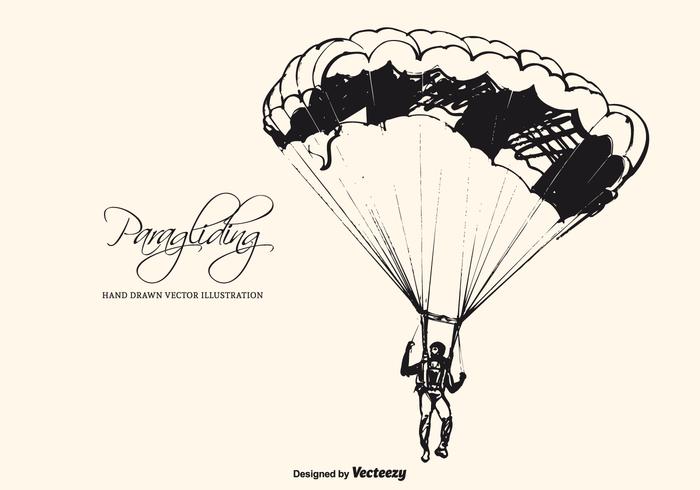 Hand Drawn Sketch Of A Paraglider vector