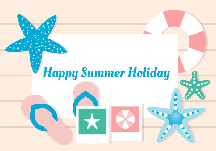 Free Flat Design Vector Summer Vacation Greeting Card