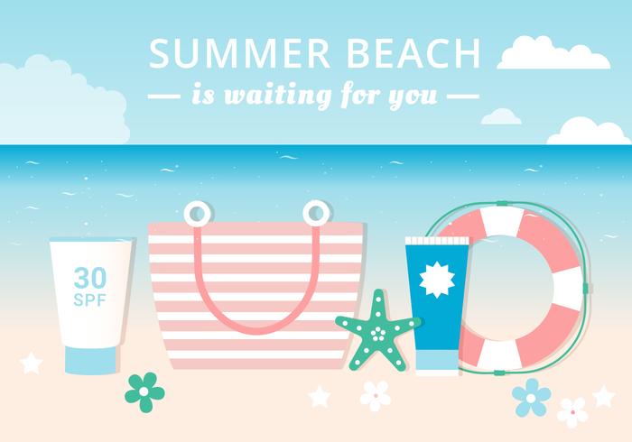 Free Flat Design Vector Summer each