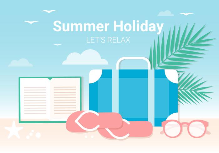 Free Flat Design Vector Summer Beach