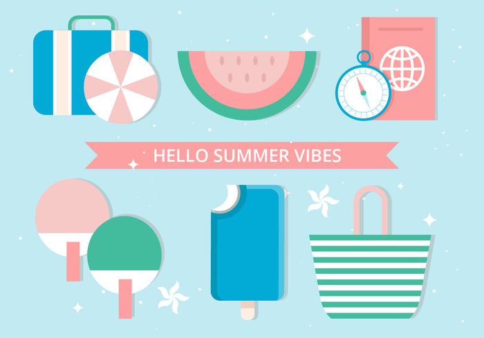 Free Flat Design Vector Summer Elements Free Flat Design Vector Summer Elements