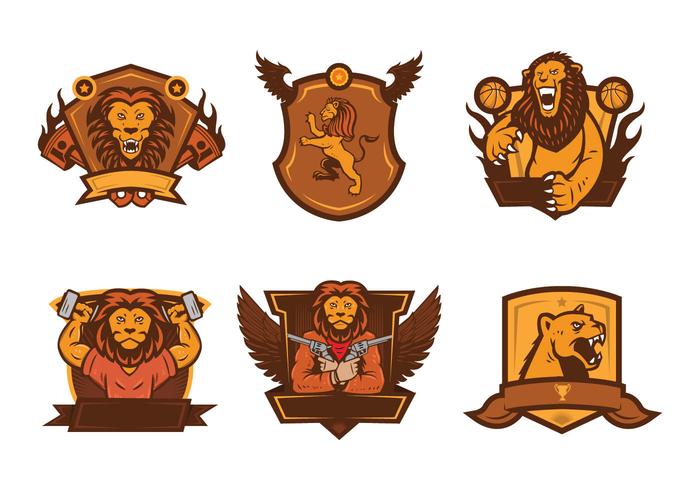 Lion Badge Mascot Vector