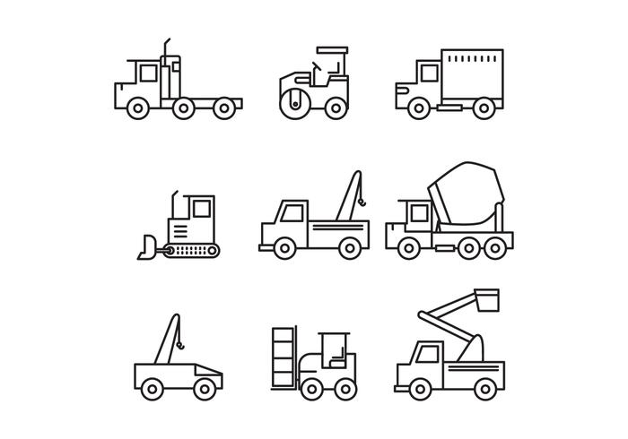 Conjunto De Construcción De Camiones Iconos vector