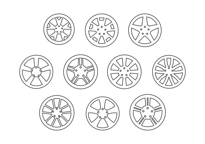 Free Alloy Wheels Collection Line Vector