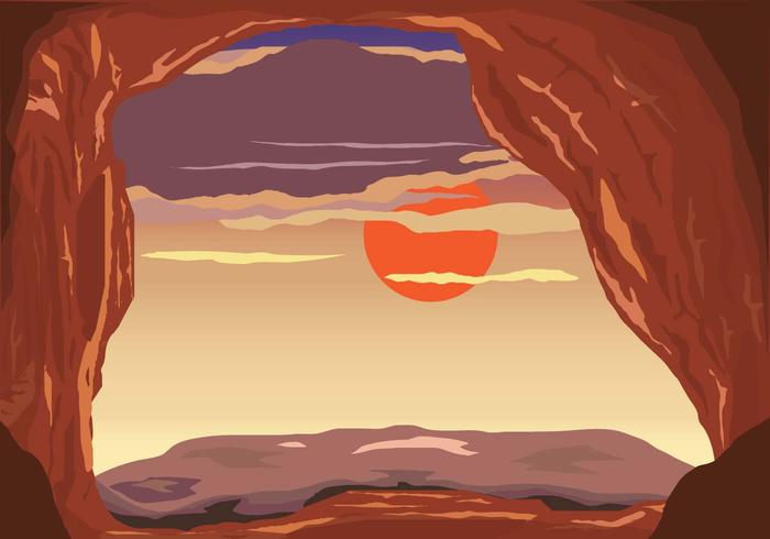Sunset View from Cave Vector Sunset View from Cave Vector