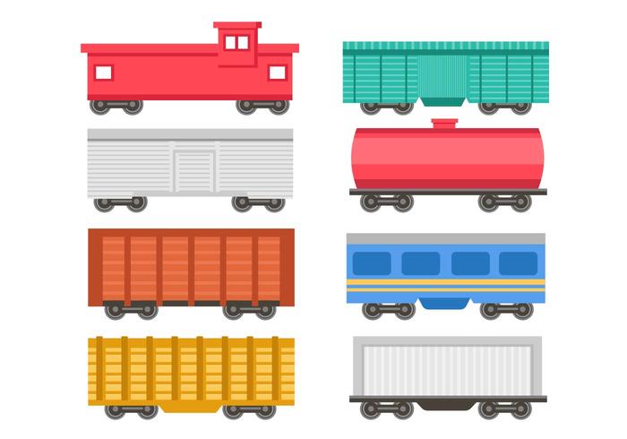 Free Passenger and Cargo Train Icons Vector