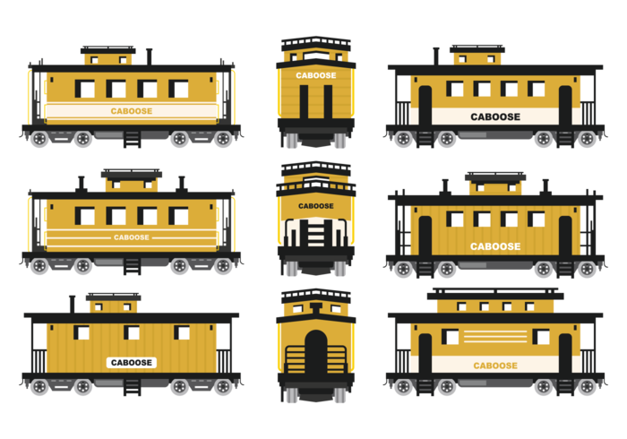 Caboose Icons Vector