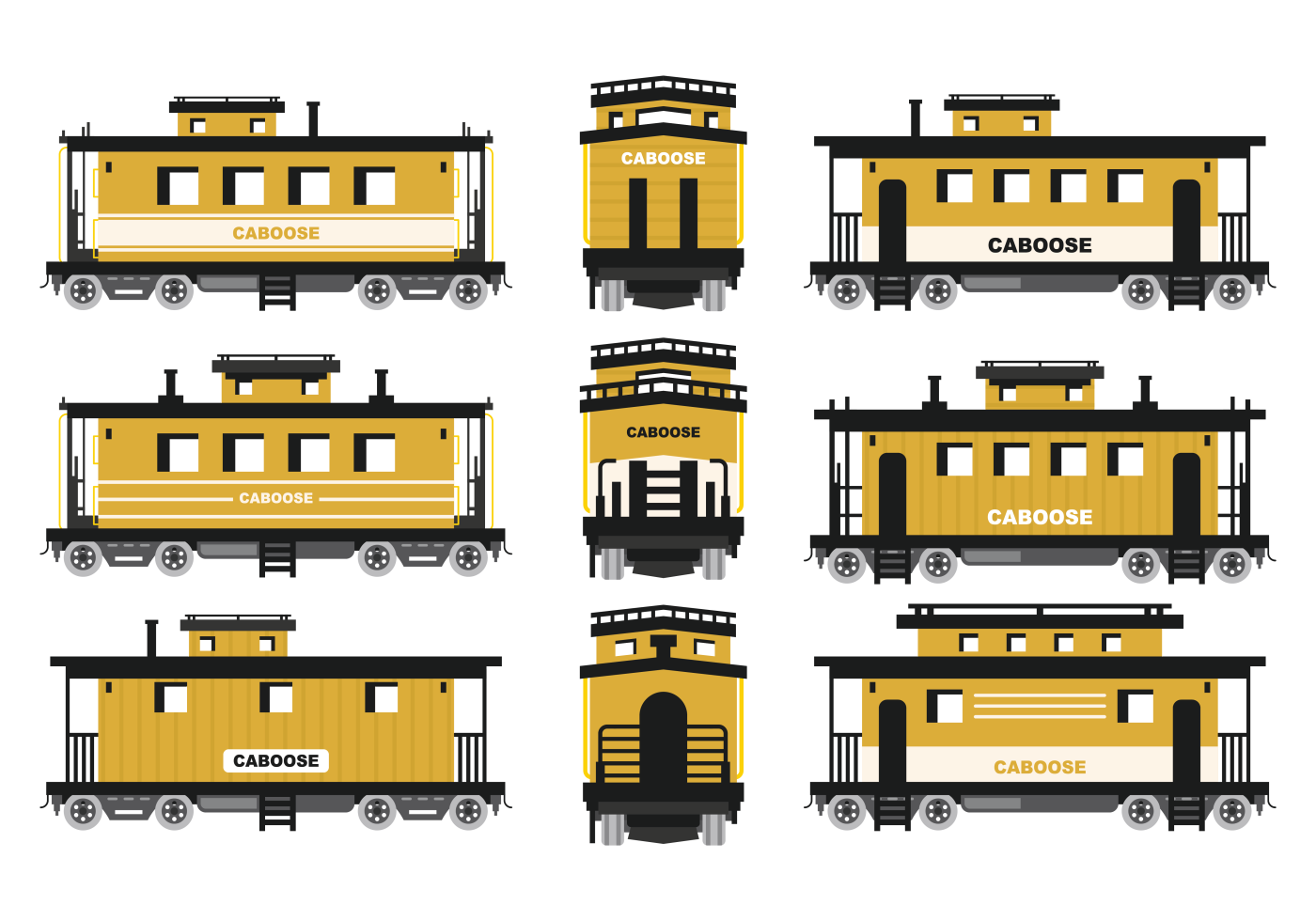 Line Caboose Clipart