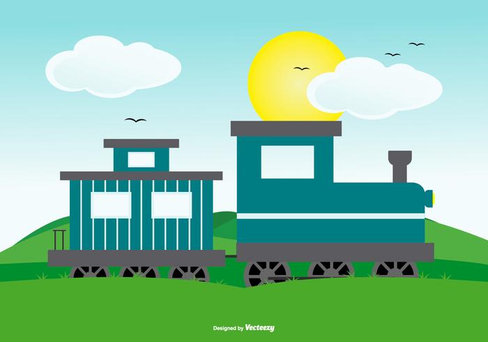 Cute Landscape Scene with Train vector