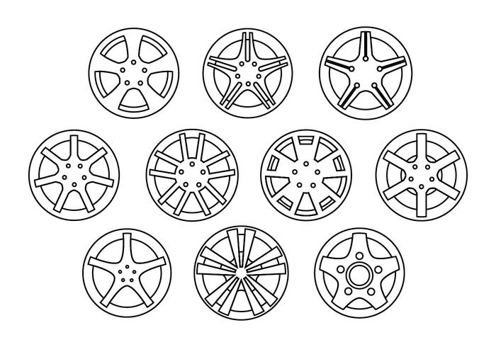 Free Alloy Wheels Collection Line Vector 