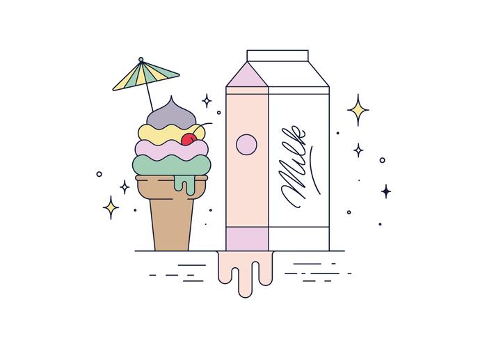 Free Ice Cream and Milk Vector Free Ice Cream and Milk Vector
