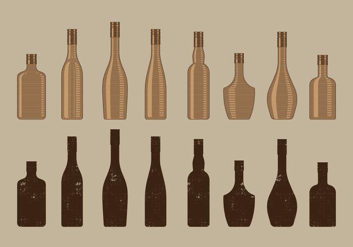 Colección de la botella de vino del vintage vector