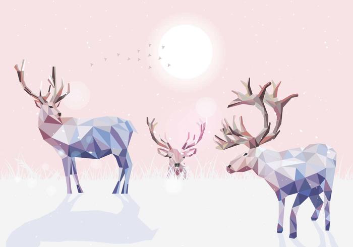 Caribous Low Poly Ilustración Vectorial vector