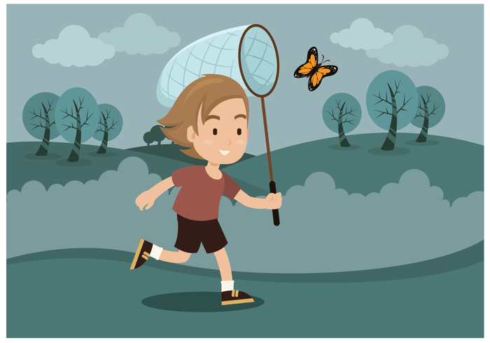 Free Boy With Butterfly Net Vector Free Boy With Butterfly Net Vector