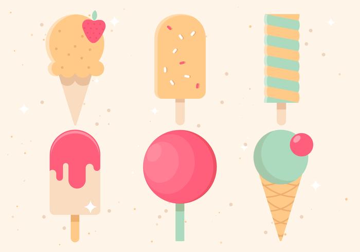 Iconos libres del helado del diseño del diseño plano vector