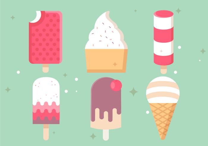 Free Flat Design Vector Helado Ilustraciones