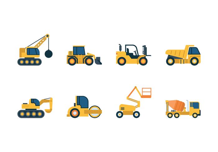 Construction Vehicle Icons vector