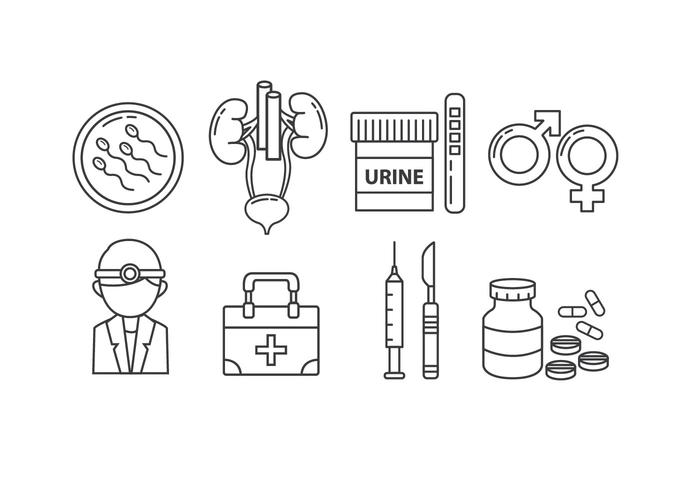 Urología Icon Set vector