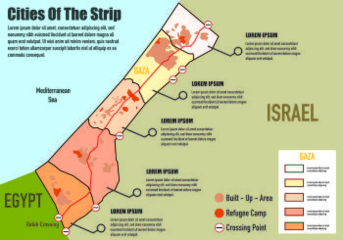 Mapa de Gaza Infografía vector