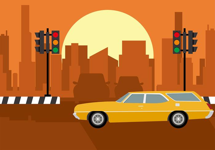 Station Wagon City Free Vector