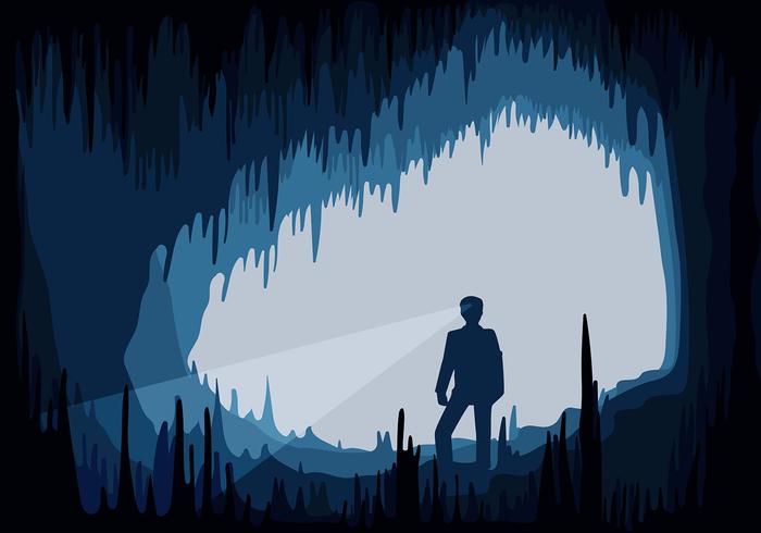 Hombre Caverna Vector Libre