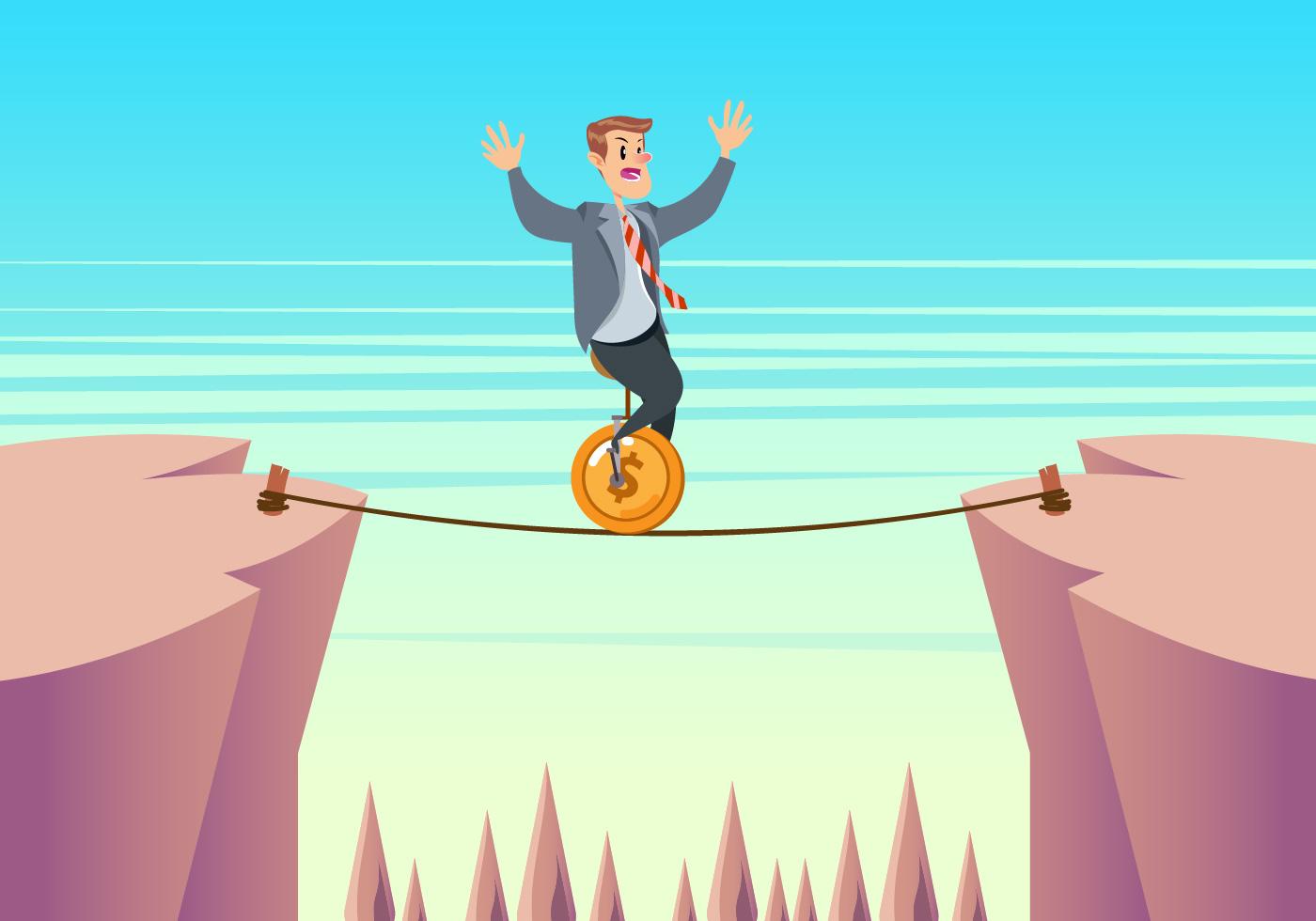 Businessman On Unicycle On A Tightrope 153381 Vector Art at Vecteezy