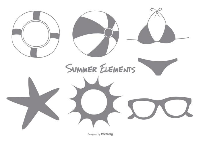 Cute Sketchy Summer Elements vector