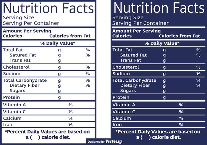 Vector de información nutricional etiqueta